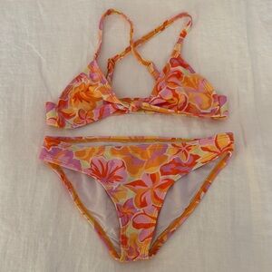 Rip Curl Kids Swim Bikini - Orange and Pink Floral